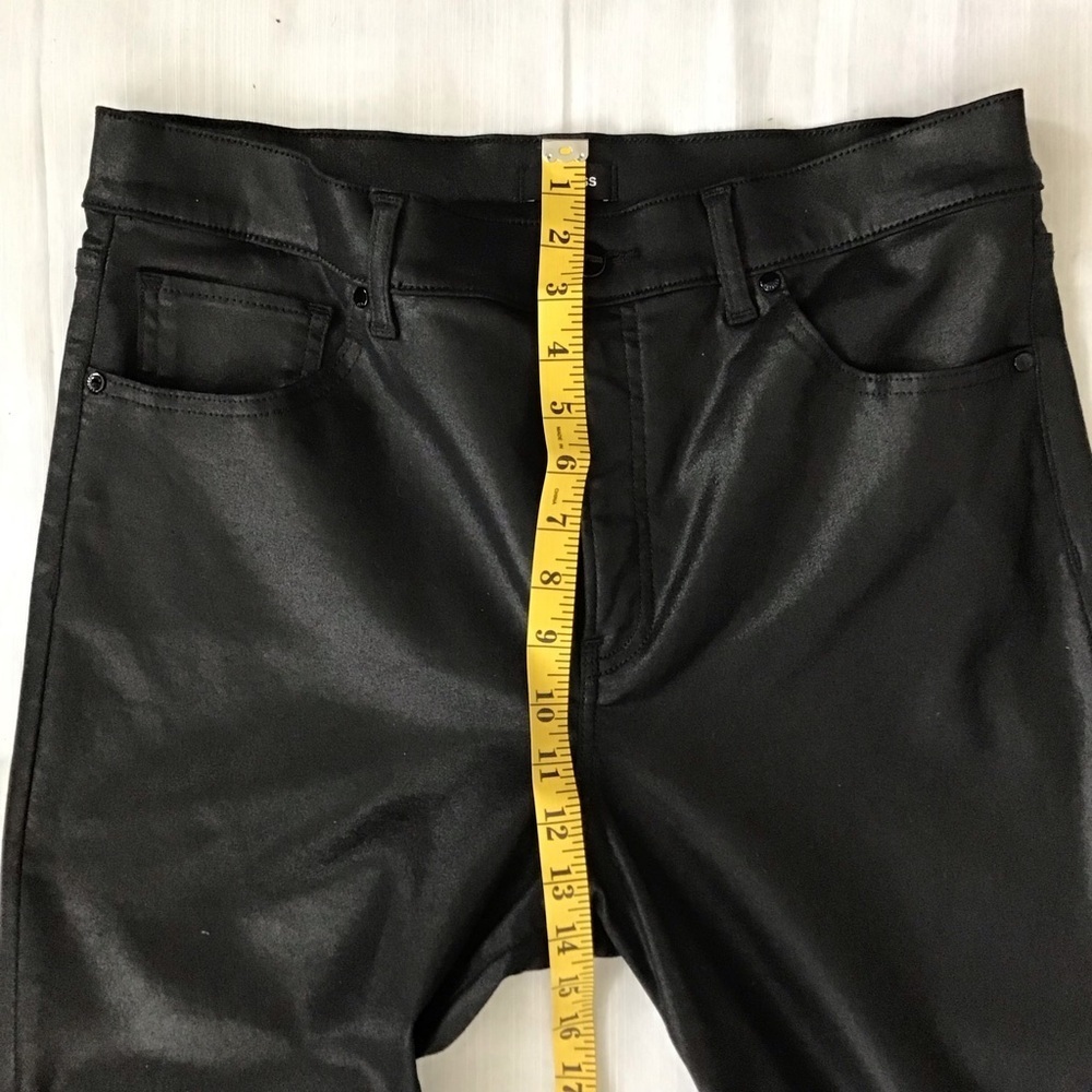 EXPRESS WOMEN GOTH BLACK FAUX LEATHER STRAIGHT ANKLE HIGH RISE PANTS SIZE 12S - Picture 6 of 9